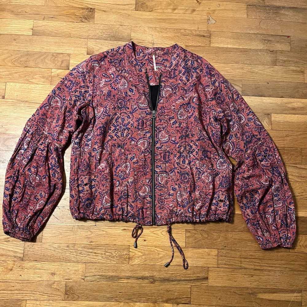Free People paisley bomber jacket